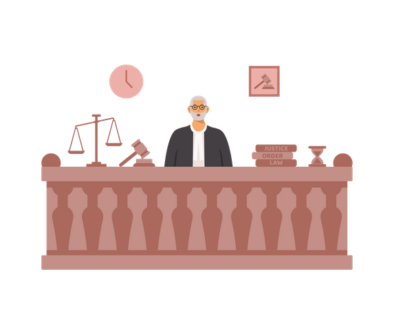 Free Judge seating in court  Illustration