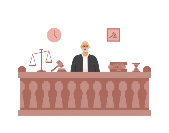 Free Judge seating in court  Illustration