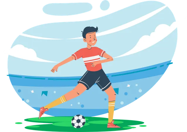 Free Jugador de fútbol pateando la pelota  Ilustración