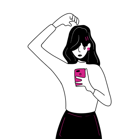 Free Junges Mädchen macht Selfie mit ihrem Handy  Illustration