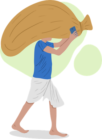 Free Labour Carrying Sack  イラスト