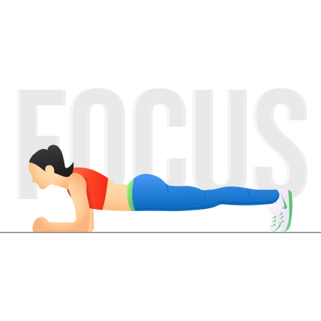 Free Lady doing plank to increase the focus  Illustration