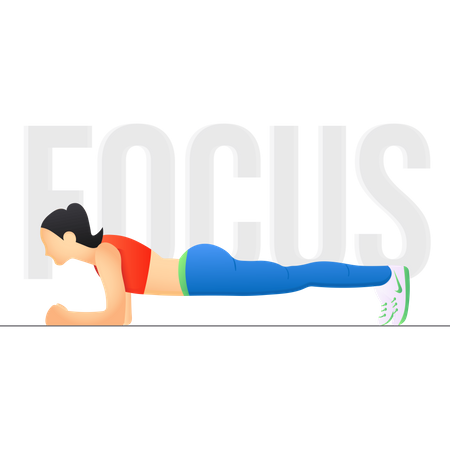 Free Lady doing plank to increase the focus  Illustration