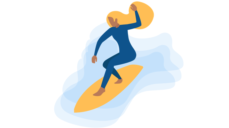 Free Lady enjoying surfing in sea  Illustration