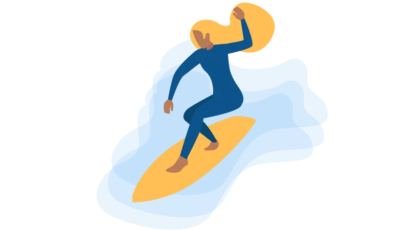 Free Lady enjoying surfing in sea  Illustration