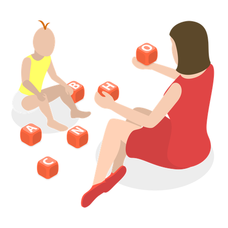 Free Lady playing with kid  Illustration