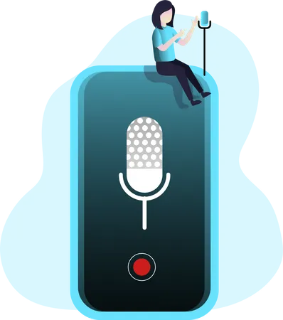 Free Lady podcasting with smartphone mic Illustration