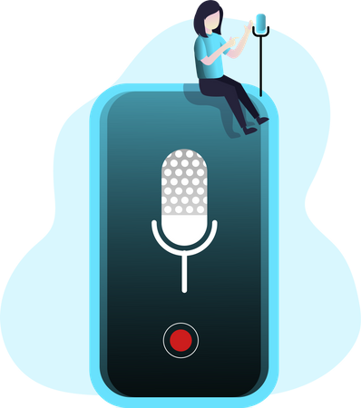 Free Lady podcasting with smartphone mic  Illustration