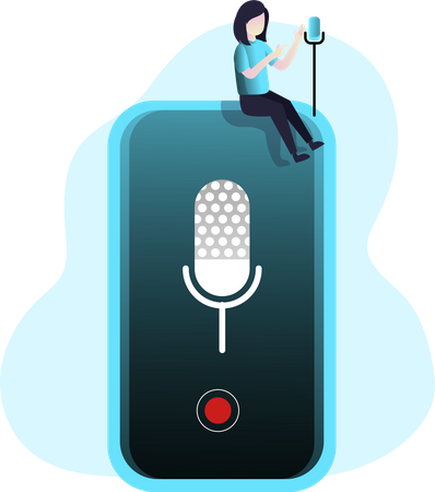 Free Lady podcasting with smartphone mic  Illustration