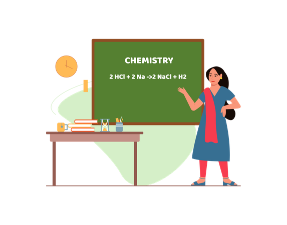 Free Lady teaching chemistry in school Illustration