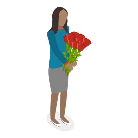 Free Lady with Bouquets  Illustration
