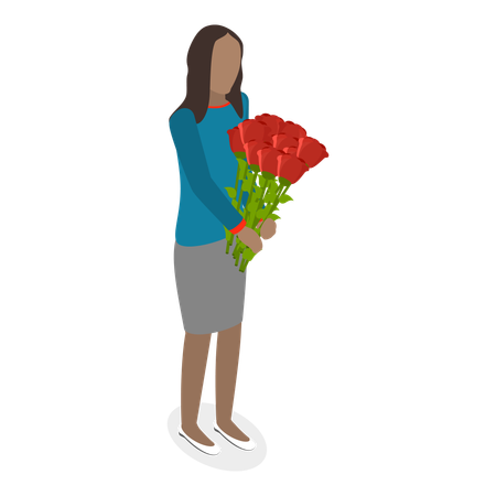 Free Lady with Bouquets  일러스트레이션