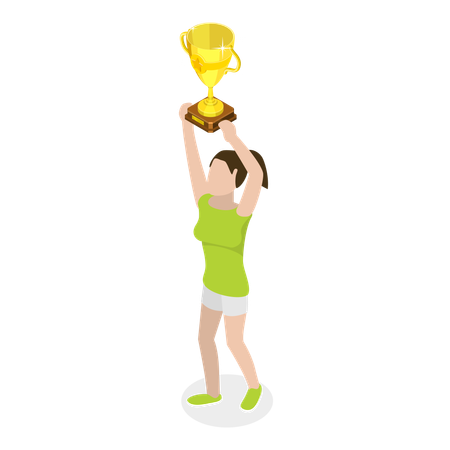 Free Lady with winning trophy  Illustration