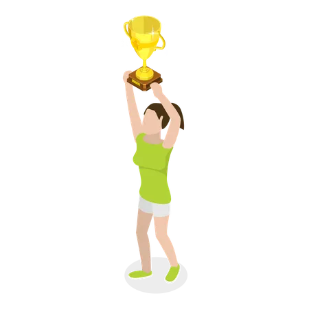 Free Lady with winning trophy  Illustration