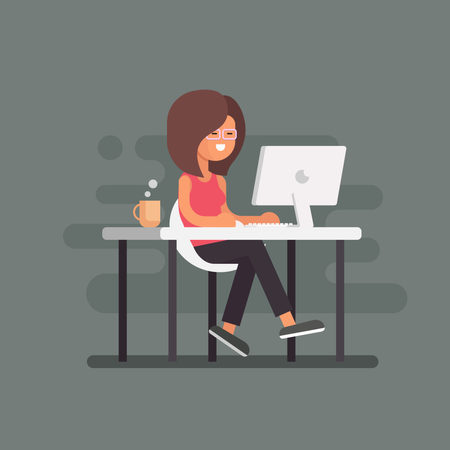 Free Lady working on desk  Illustration