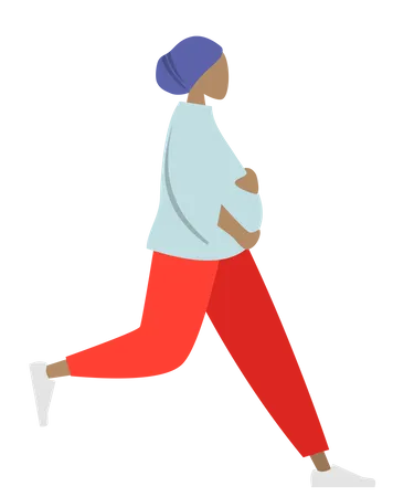 Free Laufende schwangere Frau  Illustration