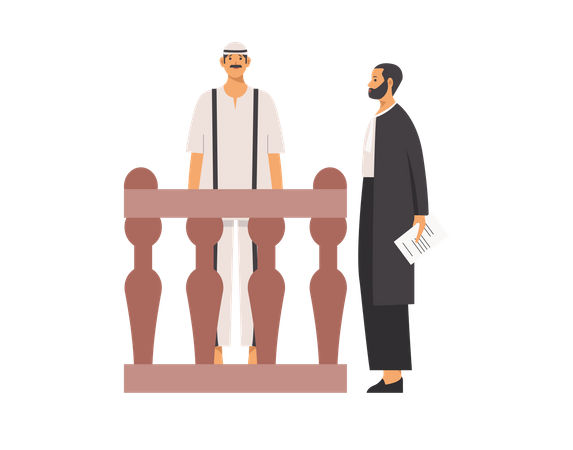 Free Lawyer asking questions to criminal  Illustration