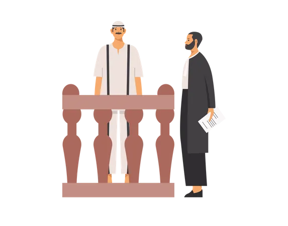 Free Lawyer asking questions to criminal  Illustration