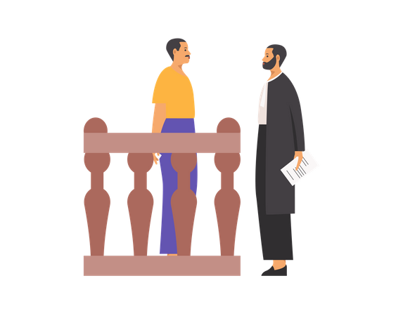 Free Lawyer asking questions to man Illustration