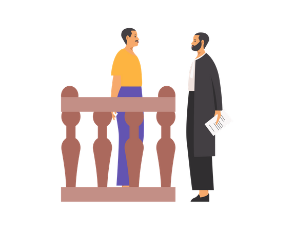 Free Lawyer asking questions to man  Illustration