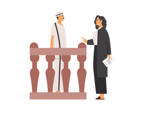 Free Lawyer talking to criminal  Illustration