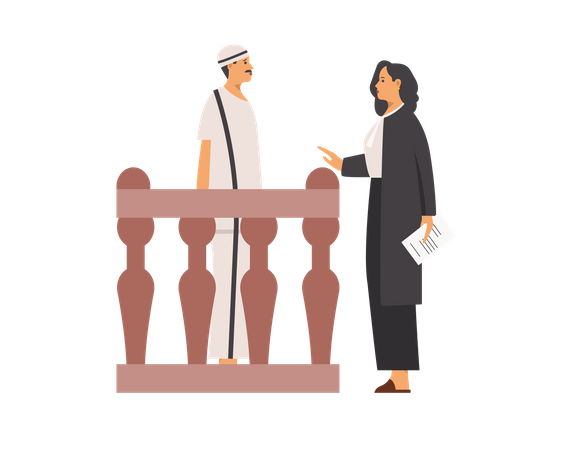 Free Lawyer talking to criminal  Illustration