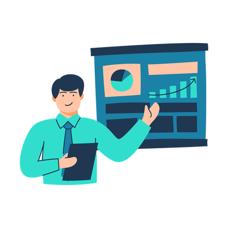 Free L'employé donne une présentation commerciale  Illustration