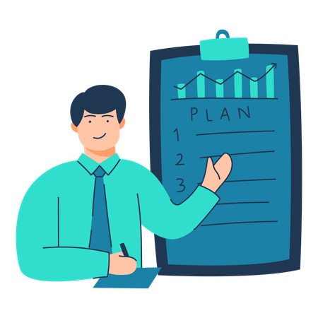 Free L'employé fait une planification d'entreprise  Illustration