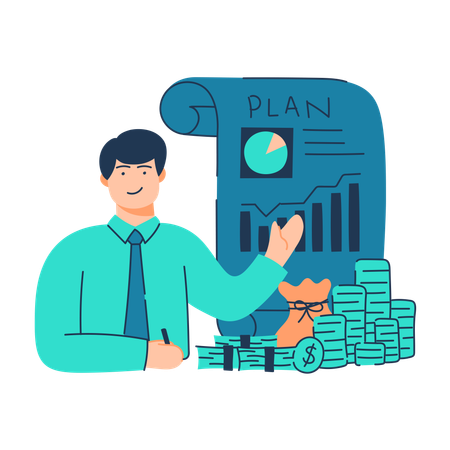 Free L'employé fait une planification financière  Illustration