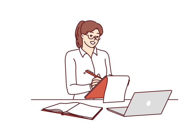 Free L'employé travaille en ligne  Illustration