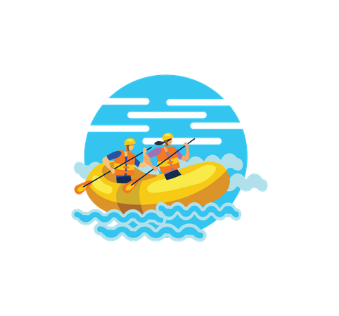 Free Leute, die Wildwasserrafting machen  Illustration