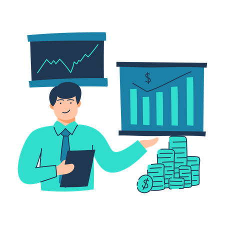 Free L'homme d'affaires fait la planification des investissements  Illustration