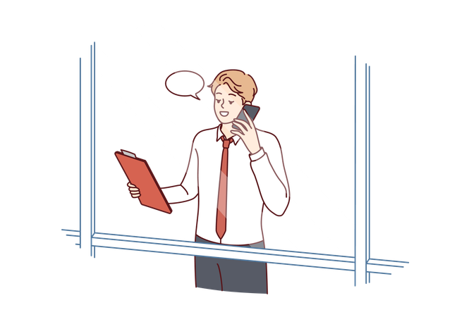 Free L'homme d'affaires parle au téléphone  Illustration