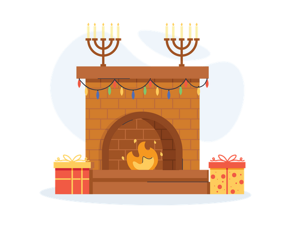 Free Living room with gifts  일러스트레이션