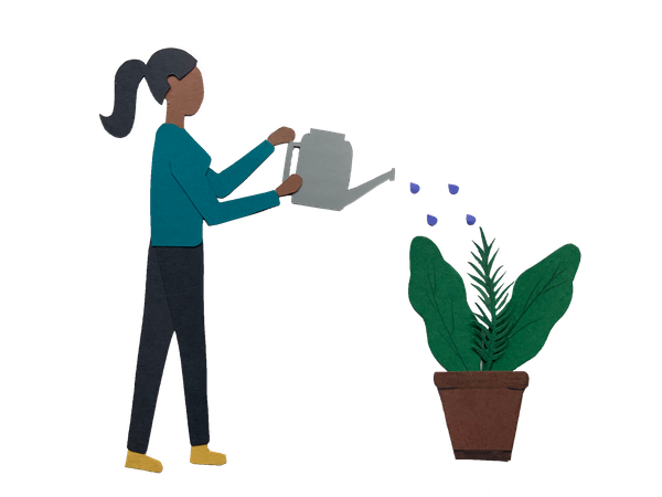 Free Mädchen gießt Pflanze mit Gießkanne  Illustration