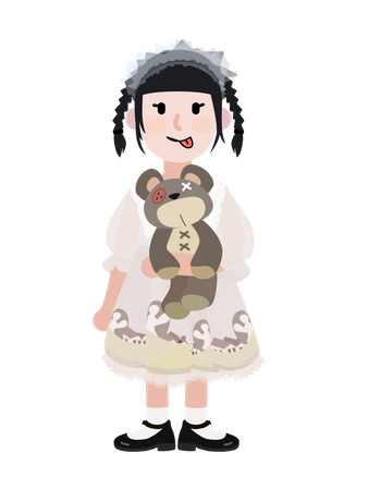 Free Mädchen mit Teddybär  Illustration