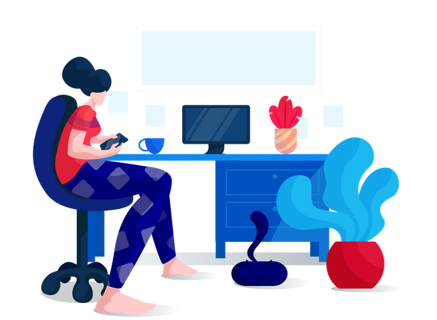 Free Mädchen mit Telefon  Illustration