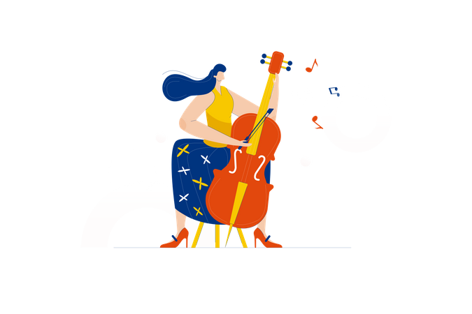 Free Mädchen spielt Cello  Illustration