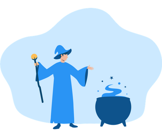 Free Mago preparándose para la magia oscura  Ilustración