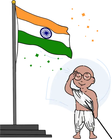 Free Mahatma Gandhi grüßt Tiranga  Illustration