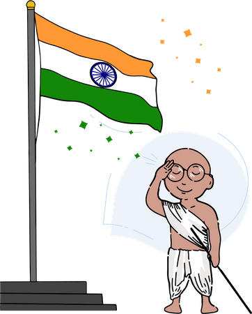 Free Mahatma Gandhi salute to tiranga Illustration