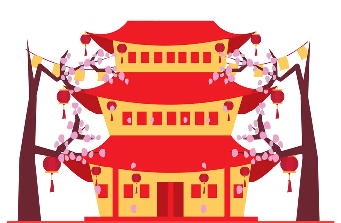 Free Maison traditionnelle chinoise  Illustration