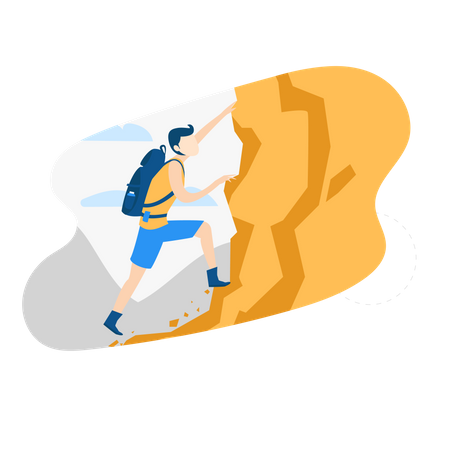 Free Man climbing on mountain  Illustration