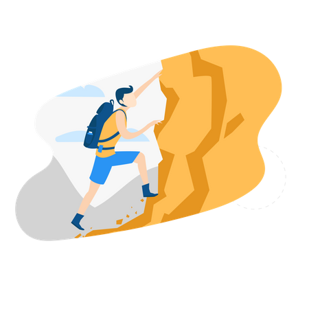 Free Man climbing on mountain  Illustration