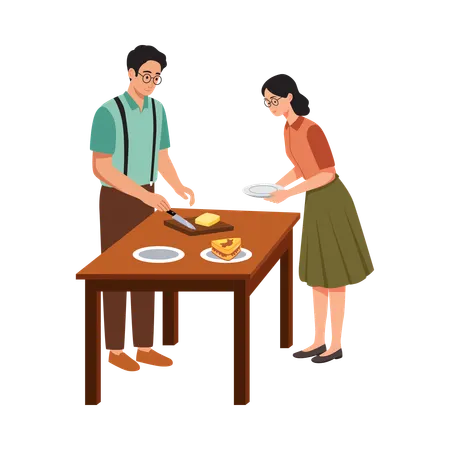 Free Man Cooking in traditional kitchen  Illustration