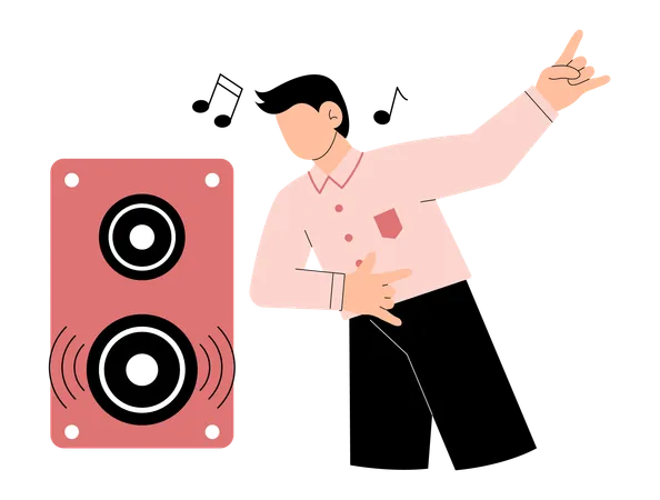 Free Man dances on songs  Illustration