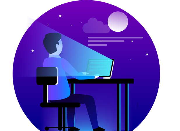 Free Man developing website on desk Illustration