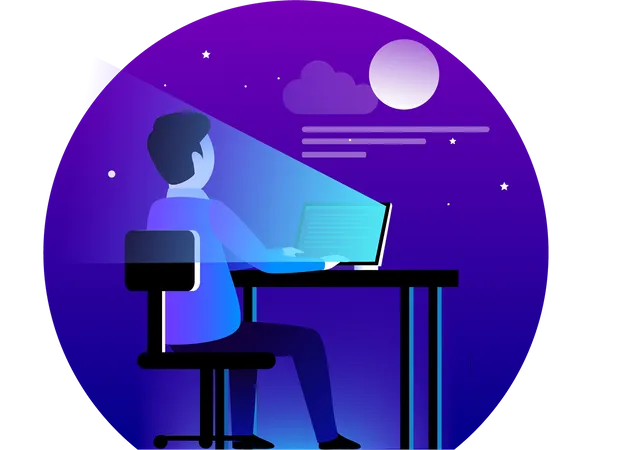 Free Man developing website on desk  Illustration