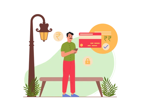 Free Man doing online payment Illustration