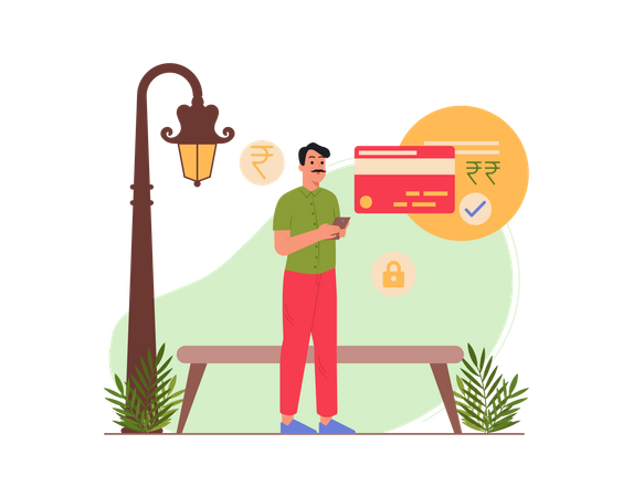 Free Man doing online payment  Illustration